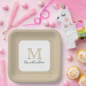 Modern Minimal Gold Elegant Monogram Pappteller (Party)