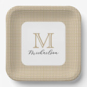 Modern Minimal Gold Elegant Monogram Pappteller (Vorderseite)