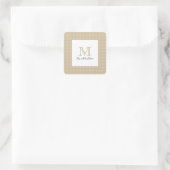 Modern Minimal Gold Elegant Monogram Quadratischer Aufkleber (Tasche)