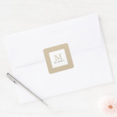 Modern Minimal Gold Elegant Monogram Quadratischer Aufkleber (Umschlag)