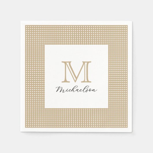 Modern Minimal Gold Elegant Monogram Serviette (Vorderseite)