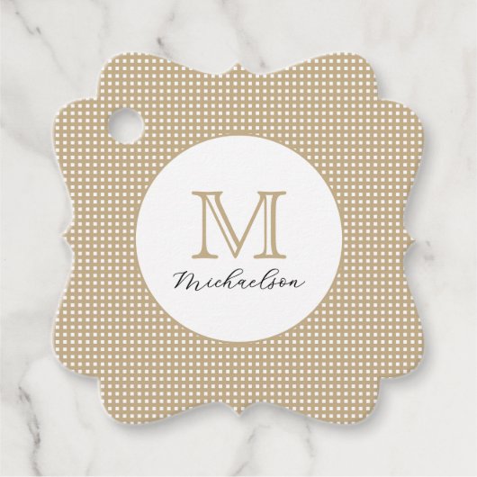 Modern Minimal Gold Monogram Geschenkanhänger (Vorderseite)