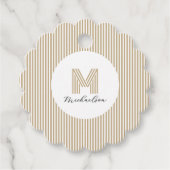 Modern Minimal Gold Stripes Monogram Geschenkanhänger (Vorderseite)