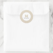Modern Minimal Gold Stripes Monogram Runder Aufkleber (Tasche)