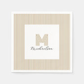 Modern Minimal Gold Stripes Monogram Serviette (Vorderseite)