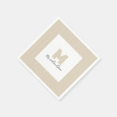 Modern Minimal Gold Stripes Monogram Serviette (Ecke)
