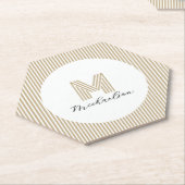 Modern Minimal Gold Stripes Monogram Untersetzer (angewinkelt)