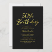 Modern & Minimal Gold Typografie Black Birthday Einladung (Vorderseite)
