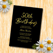 Modern & Minimal Gold Typografie Black Birthday Einladung