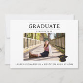 Modern Minimal Graduation Announcement with Photo  Einladung (Vorderseite)