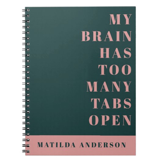 Modern minimal green and pink typography journal notizblock (Vorderseite)