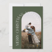 Modern Minimal Green Arch 2 Foto Frohe Weihnachten (Vorderseite)