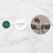 Modern Minimal Green Photo Graduation Party Konfetti (Vorderseiten)