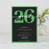 Modern Minimal Green Script Graduation Party Einladung (Stehend Vorderseite)
