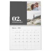 Modern minimal grey multi photo family kalender (Feb 2026)