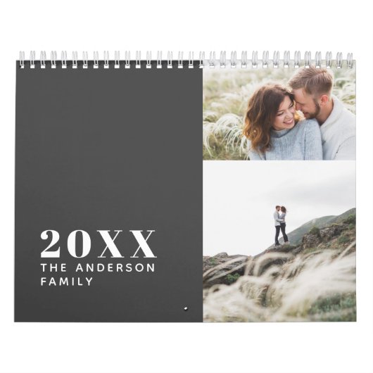 Modern minimal grey multi photo family kalender (Titelbild)