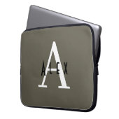 Modern Minimal grün + Name Monogram Laptopschutzhülle (Vorderseite Links)