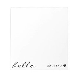 Modern Minimal Heart Clean White Design Notizblock