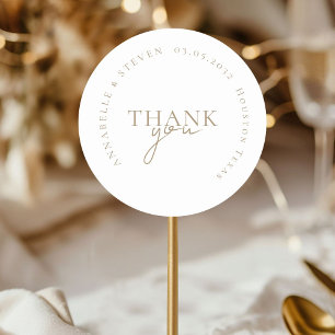 Modern, minimal, Hochzeit Runder Aufkleber