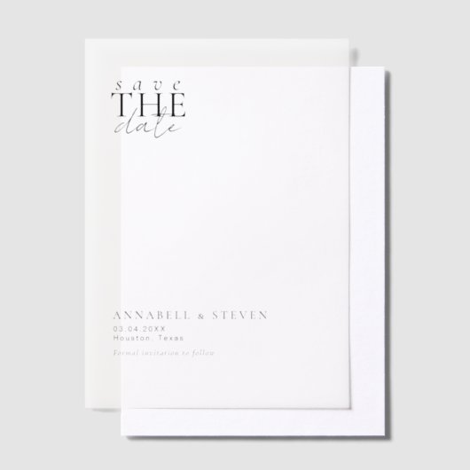 Modern, minimal, Hochzeit, Save the Date Pergament Einladungen (Versetzt)