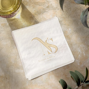 Modern Minimal   Hochzeitsmonogramm Servietten Mit Folie