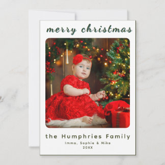 Modern Minimal Holiday Family Photo Card Dankeskarte