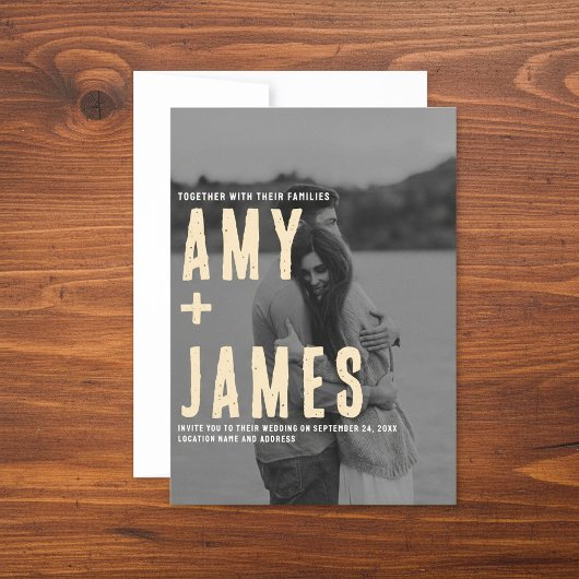 Modern Minimal Ihr Foto und QR Code Hochzeit Einladung