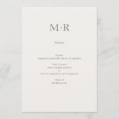 Modern Minimal Intimate Wedding Menükarte (Vorderseite)