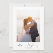 Modern Minimal Just Married Photo Announcement Einladung (Vorderseite)