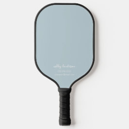Modern Minimal Light Blue Monogram Name + Kontakt Pickleball Schläger