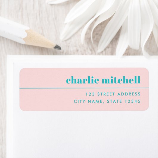 Modern minimal light pink turquoise return address (Insitu)