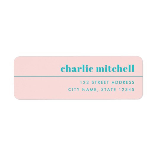 Modern minimal light pink turquoise return address (Vorne)