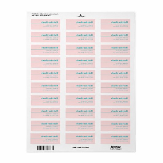 Modern minimal light pink turquoise return address (Vorne)