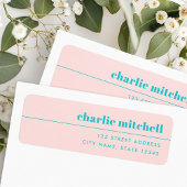 Modern minimal light pink turquoise return address