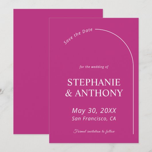 Modern Minimal Magenta with Arch Wedding    (Vorne/Hinten)