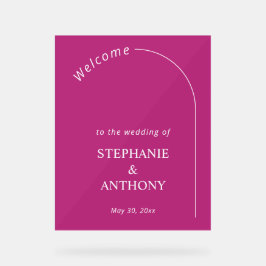 Modern Minimal Magenta with Arch Wedding         Acrylschild