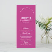 Modern Minimal Magenta with Arch Wedding  Menükarte (Stehend Vorderseite)
