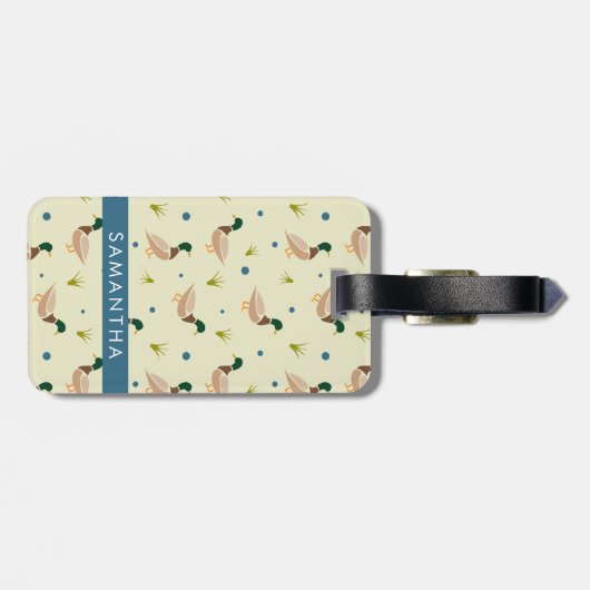 Modern Minimal Mallard Duck Pattern Gepäckanhänger (Rückseite horizontal)