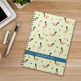 Modern Minimal Mallard Duck Pattern Notebook Notizblock