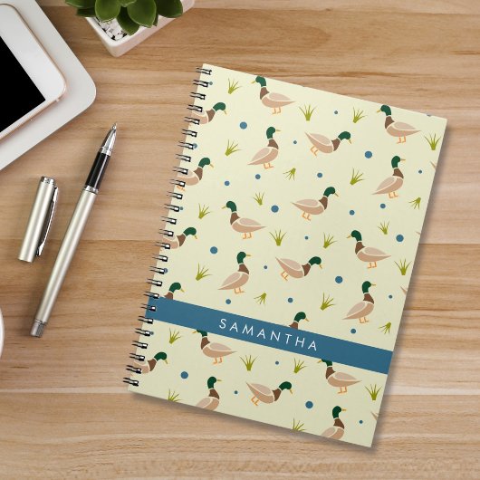 Modern Minimal Mallard Duck Pattern Notebook Notizblock