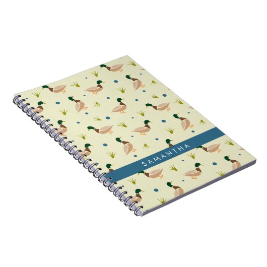 Modern Minimal Mallard Duck Pattern Notebook Notizblock (Rechte Seite)