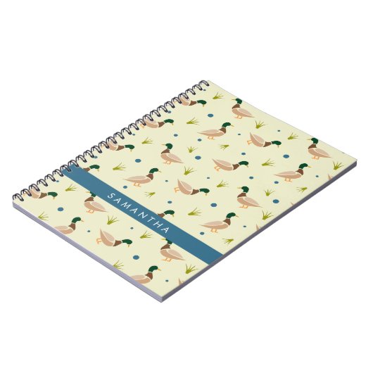 Modern Minimal Mallard Duck Pattern Notebook Notizblock (Linke Seite)