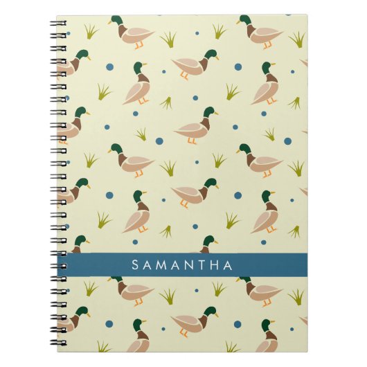 Modern Minimal Mallard Duck Pattern Notebook Notizblock (Vorderseite)