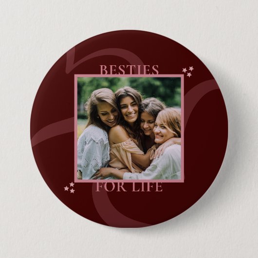 Modern Minimal Maroon Chic Typography Galentine's Button (Vorderseite)