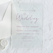 Modern Minimal Mauve Script Wedding Acryleinladungen