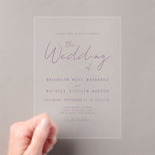 Modern Minimal Mauve Script Wedding Acryleinladungen (Insitu (Handheld))
