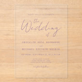 Modern Minimal Mauve Script Wedding Acryleinladungen (Vorderseite)