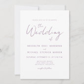 Modern Minimal Mauve Script Wedding Invite Einladung (Vorderseite)