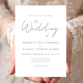 Modern Minimal Mauve Script Wedding Invite Einladung