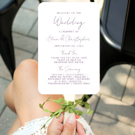 Modern Minimal Mauve Script Wedding Program Fächer